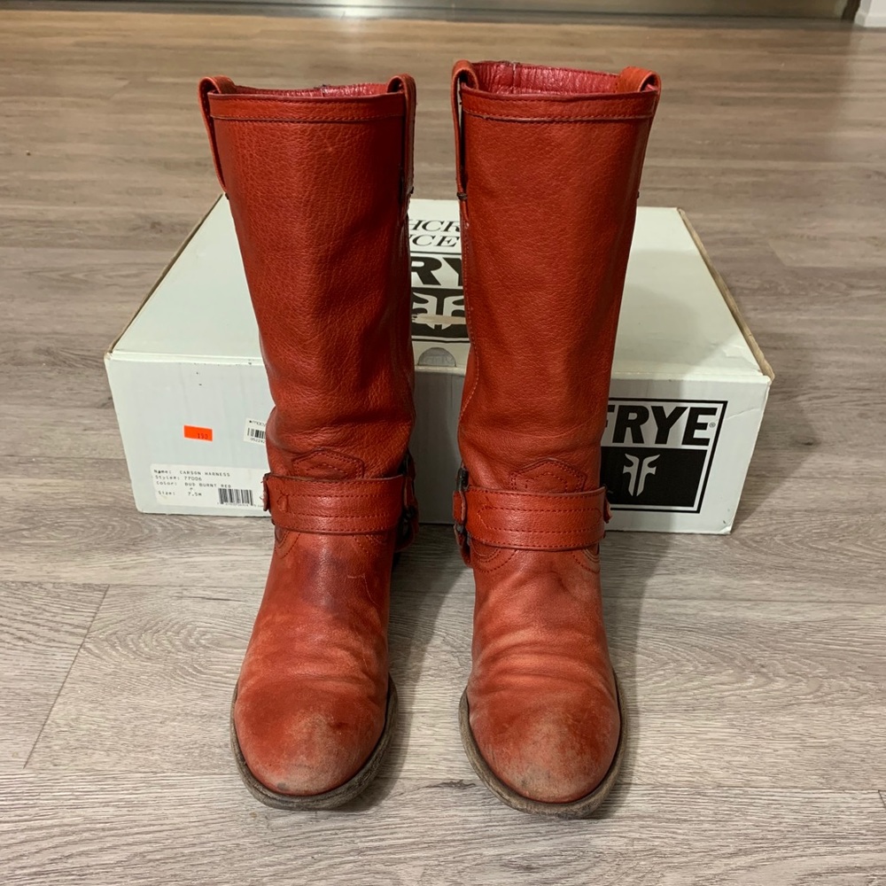 Frye Carson Harness Distressed Boots